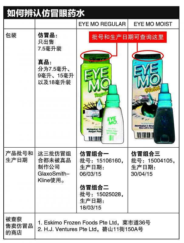 本地出现两款仿冒eye Mo眼药水 早报