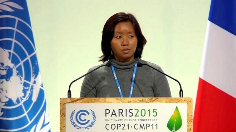 拉丝提瑞娜在2015年代表新加坡参加在巴黎举行的联合国气候大会。（UNFCC）