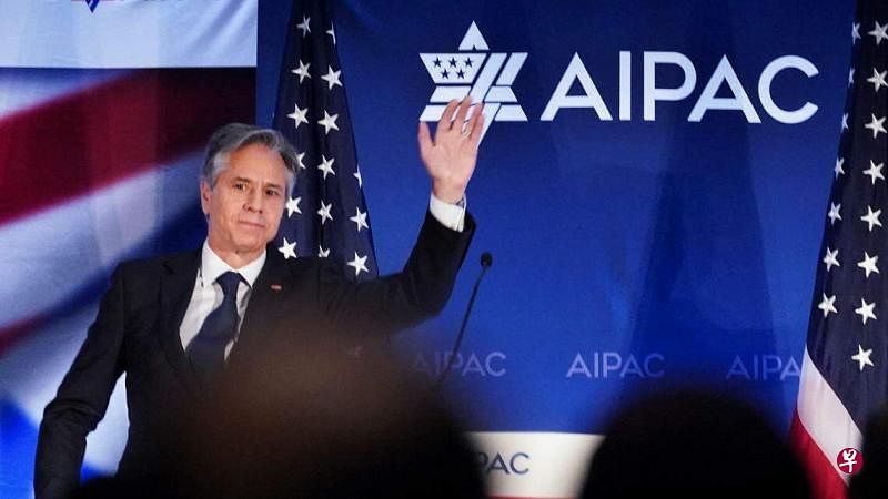 6月5日，美国国务卿在亲以色列的游说团体美以公共事务委员会（AIPAC）会议上发表讲话。（路透社）