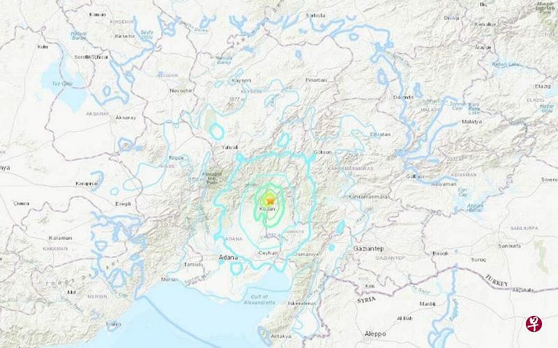 土耳其中部周二发生地震，深度为12公里。（美国地质调查局截图）