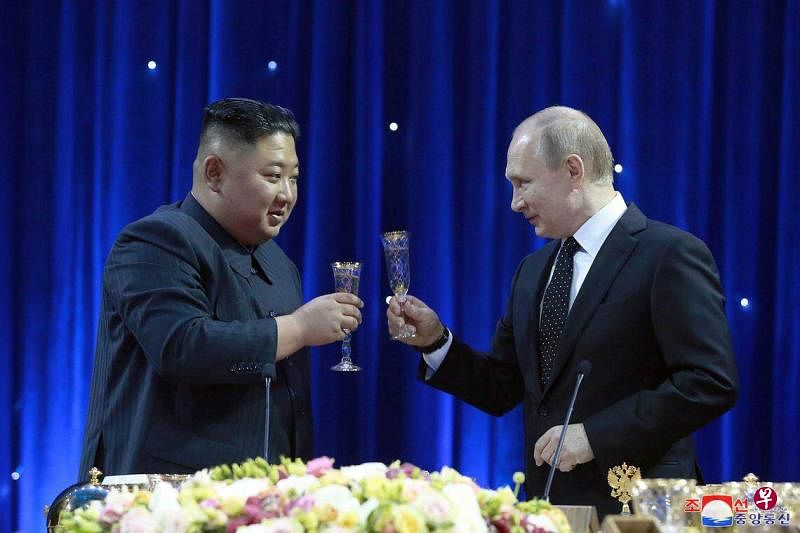 朝鲜和俄罗斯首脑每年光复节都互致贺电。（路透社）