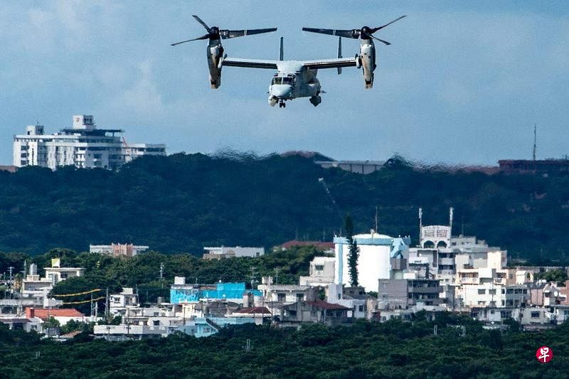 8月23日，美军在日本普天间（Futenma）空军基地的一架“鱼鹰”运输机。（法新社档案照片）