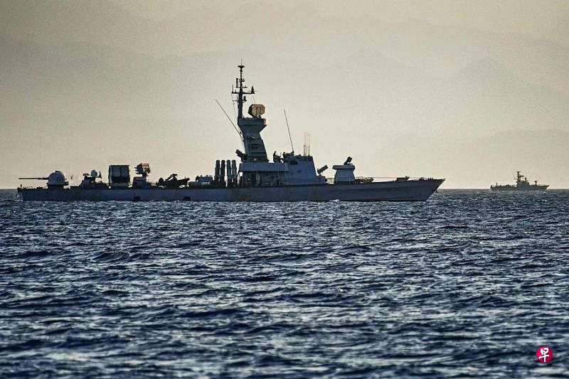 12月26日，一艘以色列海军导弹艇在红海上巡逻。（法新社）