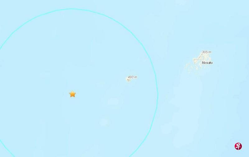 汤加附近海域星期五（1月19日）发生6.4级地震，但并未针对此次地震发布海啸预警。（截图自美国地质调查局网站）